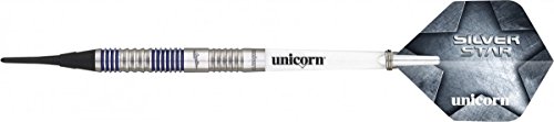 Unicorn Silver Star 80% Tungsten Gary Anderson Soft Tip Dardos, Hombre, Plata, 20 g
