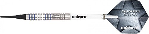 Unicorn Star Gary Anderson Soft Tip Dardos, Hombre, Plata, Size 19G