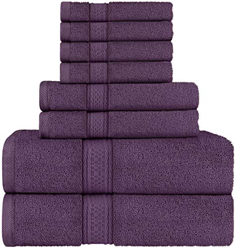 Utopia Towels - Juego de Toallas; 2 Toallas de baño, 2 Toallas de Mano y 4 toallitas - 100% Algodón (Ciruela)