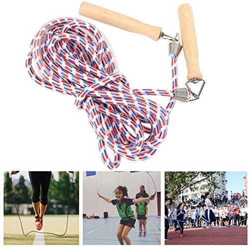 Vandove Grupos Saltar Cuerda, Cuerda de Saltar para Multijugadores Saltos grupales con Mango de Madera, Cuerda Larga Entrenamiento Escolar, para Deportes Escolares Actividades Aire Libre (5 m)