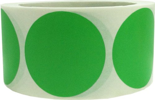 Verde Claro Pegatinas Circulares, 51 mm 2 Pulgadas Etiquetas de Puntos 500 Paquete