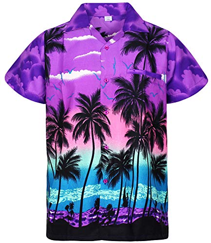 V.H.O. Funky Camisa Hawaiana, Beach, Morado, 3XL