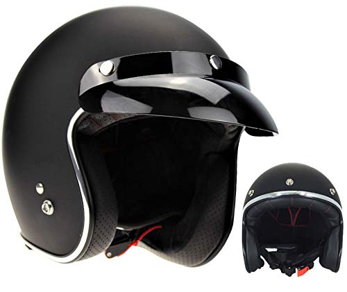 Viper RS-05 Casco De Motocicleta Slim Fit Retro Cara Abierta Touring Aprobado Por Ece Ropa De Seguridad Para Bicicletas (MATT BLACK,M)