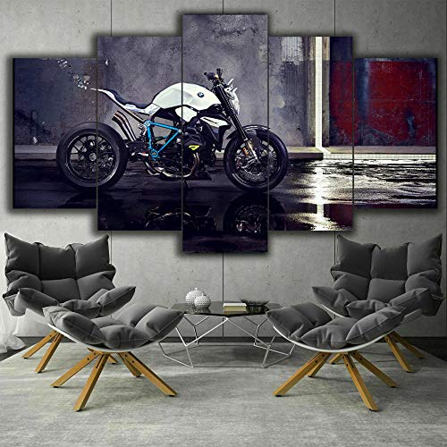 VKEXVDR Impresión de Lienzo de Pared Arte Imagen,Concepto de Motorista de Bicicleta Roadster Pintura RomáNtica De Arte para Sala De Estar Dormitorio,200x100cm