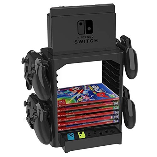 Wallfire Soporte de Almacenamiento de Juegos de la Torre de Almacenamiento de Juegos multifunción Soporte de Estante para Nintendo Switch Disc Console Host Controller