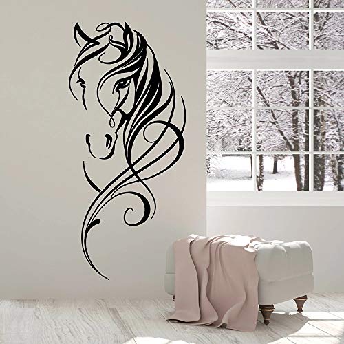 WERWN Hermoso Caballo Cabeza Pared Animal Arte decoración Oficina Vinilo Pared Pegatinas Sala de Estar decoración China