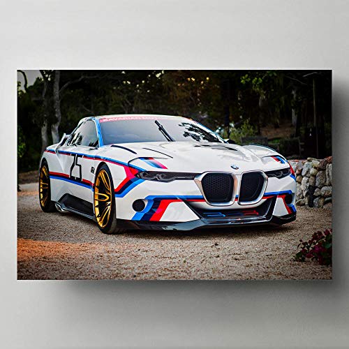 WSHIYI Pinturas Modernas en Lienzo para Pared BMW 3 CSL Hommage R Racing Cars Imagen de vehículos Blancos Decoración de la habitación Carteles e Impresiones 50x75cm (20x30 Pulgadas) Sin Marco