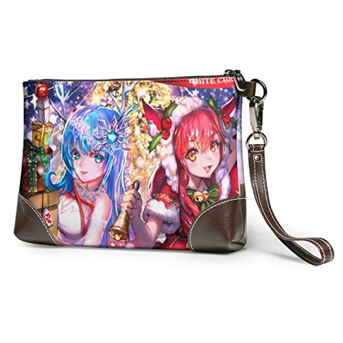 XCNGG Vocaloid Hatsune Miku Heart Christmas Mujer Cartera de cuero genuino con cremallera Cartera para teléfono PasaporteBolso de mano con soporte, bolsos de mano de cuero de vaca de gran capacid