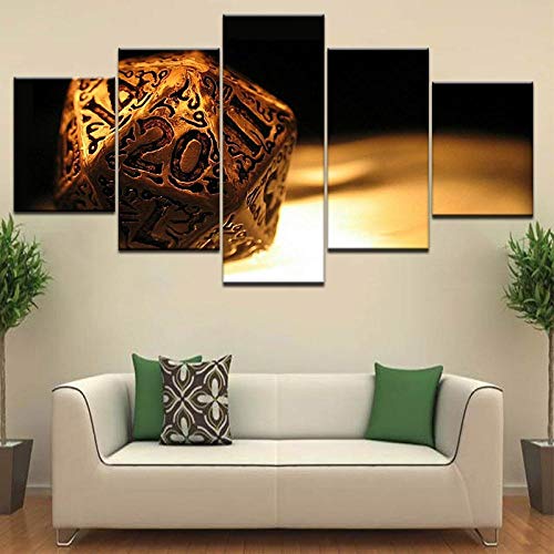 YFFSUN Dungeons & Dragons Cover Art Wall Posters Canvas Art Painting 5 Panel HD Print para la decoración de la Sala de Estar del hogar