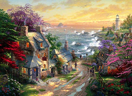 YITUOMO Thomas Kinkade, Village Lighthouse Puzzles para Adultos 1000 Piezas The Educational Games Brain Challenge Rompecabezas para niños Adultos 38x26cm