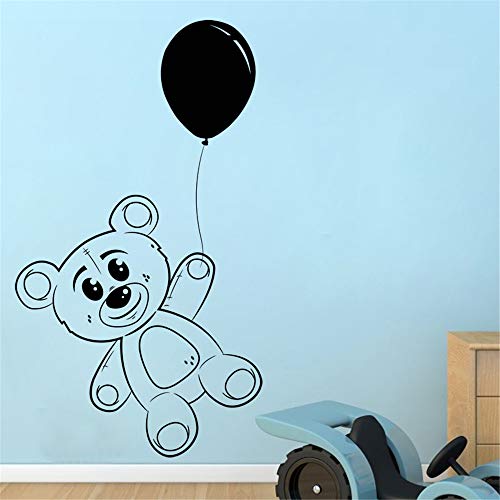 yiyiyaya Lindo Globo y Oso de Peluche Etiqueta de la Pared Dormitorio decoración de la Pared de Vinilo removible Juguete Tatuajes de Pared para niños bebé Gris 57x44 cm