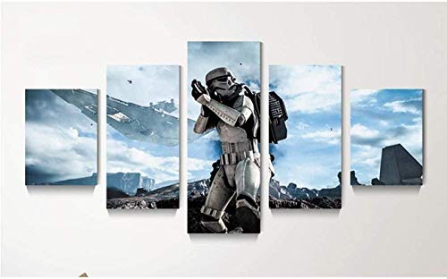 YOPLLL 5 Piezas Lienzo Grandes XXL Murales Pared Hogar Pasillo Decor Arte Pared Abstracto HD Impresión Foto Guerrero De Personaje De Película 150X 80Cm(Enmarcado)