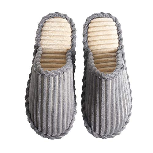 YQQMC Pantuflas de algodón para hombre, antideslizantes, de suela gruesa, para invierno, de algodón, cálidas y flexibles, para parejas, cómodas (color: gris, tamaño: 27 cm)