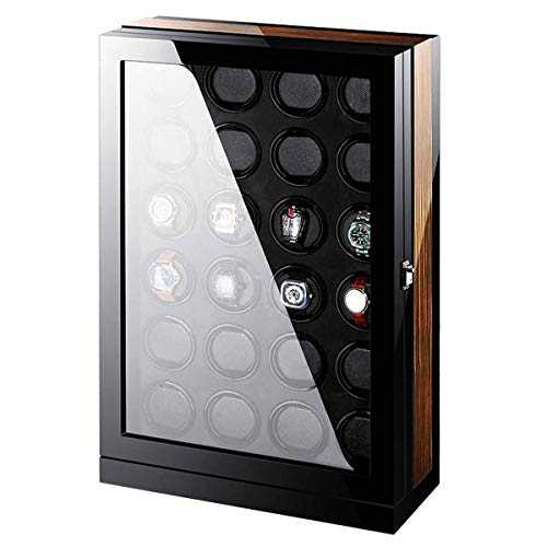 YUXO Cajas Giratorias Pantalla Táctil De La Devanadera Caja Automática Watch Winder Winder Exhibición del Reloj Automático Rotaciones Mira Enrollador 24 Relojes Caja De Almacenamiento 1116