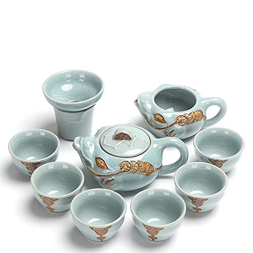 ZAGO Juego de té Hecho a Mano China/Japón Retro Tetera de la Taza de té con la Caja de Regalo de cerámica de Kung Fu Juego de té de Gran Capacidad Simples Mini Tazas de Porcelana Tazas de té