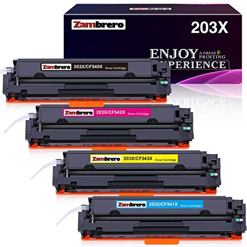 Zambrero 203X CF540X (paquete de 4) sustituye a HP 203X 203A CF540X CF540A, compatible con HP Laserjet Pro M254nw M254dw M254dn, HP Laserjet Pro MFP-M281fdw MFP-M280nw MFP-M281fdn MFP-M281cdw