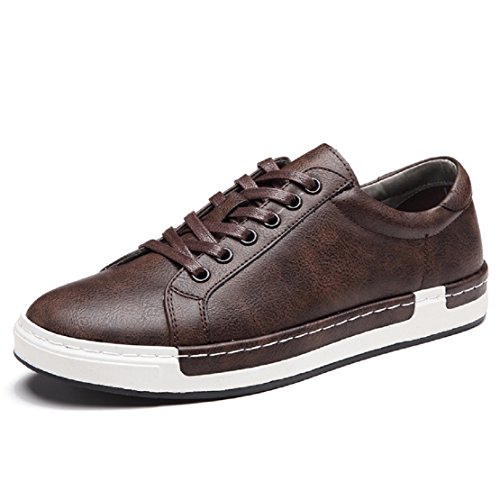 Zapatos de Cordones para Hombre Conducción Zapatillas Cuero Casual Shoes Attività Commerciale Sneakers Marrón 38