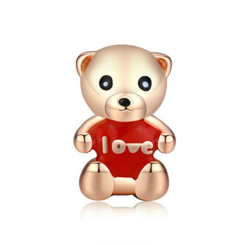 ZDJDMZ Charms Cuentas De Oso De Plata De Ley 925, Colección De Osos De Amor, Encantos De Animales Que Se Adaptan A La Fabricación De Joyas De Plata Original 925