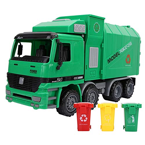 Zerodis Camión de Basura, simulación inercia saneamiento Modelo de automóvil Juguetes de fricción con tracción vehículos de Basura con Tres Botes de Basura Juguete para niños