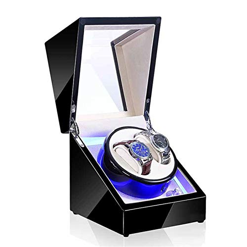 ZIXIXI Automatico Watch Winder, Relojes Caja Giratoria con Cuz LED 5 Modos De Rotación Motor Silencioso Relojes Cajas De Almacenamiento - 9 Estilos(Color:re)