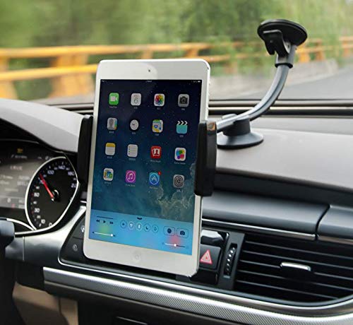 Zuwit - Soporte de coche con ventosa para Apple iPhone, iPad, tablet y otros dispositivos (cuello flexible, rotación de 360º)