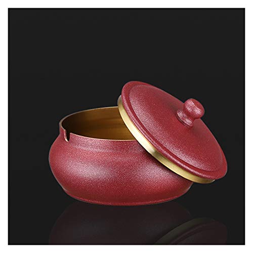 ZYLBDNB Cenicero Cenicero Creativo Grande con la Tapa de la Sala de Estar Ashtray Living Room Ashtray Office Ashtray Puede Dar Regalos a Amigos Ceniceros Originales (Color : Red, Size : Medium)