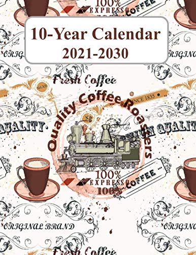 10 Year Calendar: Calendar Gift for Christmas, Birthday | Monthly Planner and Calendar | Goal Setting Planner | Yearly Date Book | Train Cover