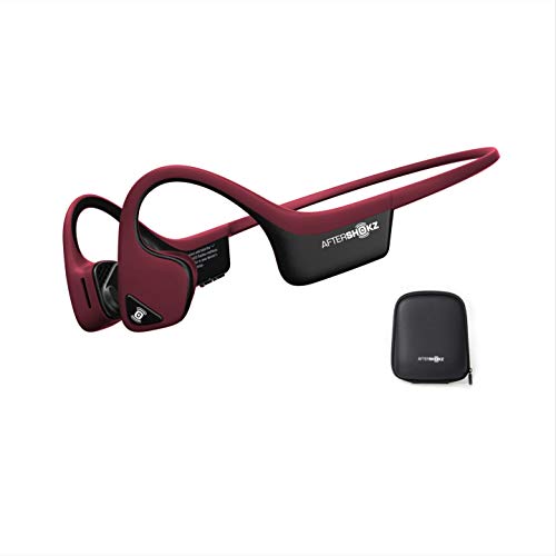 Aftershokz Trekz Air - Auriculares de conducción ósea inalámbricos Open-Ear (Orejas Libres) con Estuche de Transporte, Rojo