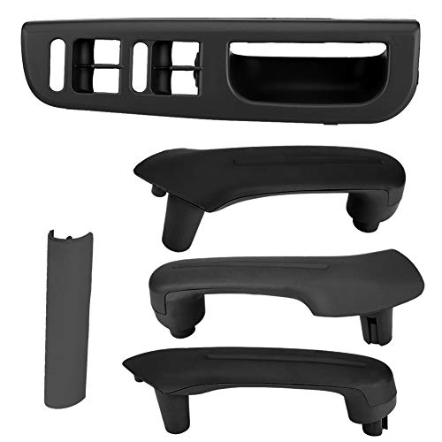 Agarres de puerta interior Qiilu Juego de bisel de cubierta de manija Kit de bisel de panel de interruptor de ventana negro para Jetta Golf MK4 1999-2004"