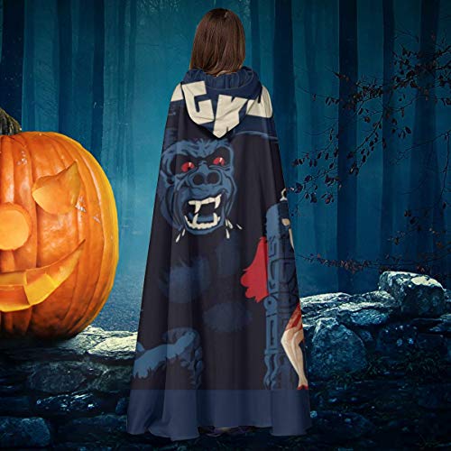 AISFGBJ King Kong Classic Póster de la película Unisex Navidad Halloween Bruja Caballero con Capucha Vampiros Capa Capa Cosplay Disfraz