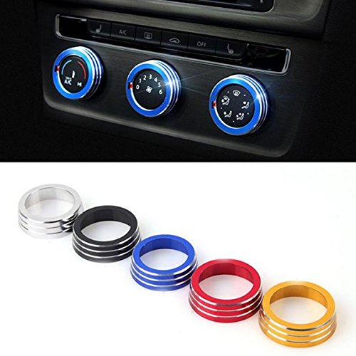 Alamor 3Pcs / Set Cars ALU Decoration Stereo Knob Ring Anillo Perilla De Aire Acondicionado para Golf 7-Red