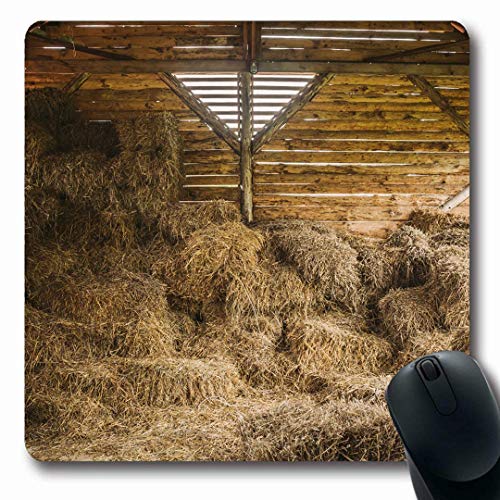 Alfombrillas de ratón Nadie Amarillo Estable Pilas de heno seco Alimento rural Granero de madera Puerta interior Granja vacía Tableros de Hayloft Forma oblonga antideslizante Gaming Mouse Pad Alfombra