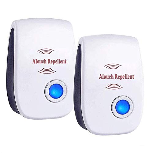 ALOhaLi Repelente Ultrasónico, Mosquitos 2020 Control de Plagas para Las Moscas, Cucarachas, Arañas, Hormigas, Ratas y Ratones, Insectos, Antimosquitos Electrónico Extra Fuerte para Interiores-2 Pack