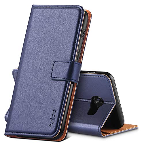 Anjoo Funda Compatible con Samsung Galaxy A5 2017, Suave PU Leathlux Case con Flip Case Cover, Cierre Magnético, Función de Soporte, Billetera con Tapa Tarjetas, Azul