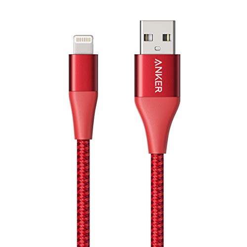 Anker PowerLine + II Cable lightning (1.8m), Certificado MFi para una compatibilidad impecable con el iPhone XS / XS Max / XR / X / 8/8 Plus / 7/7 Plus / 6/6 Plus / 5 / 5S y más (90 cm, Rojo)