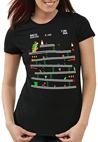 A.N.T. Retro Mario Camiseta para Mujer T-Shirt Geek NES Nerd Gamer, Talla:2XL