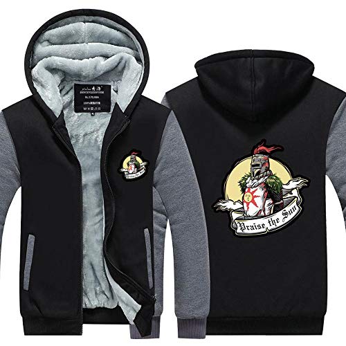 BBSC Hombres Sudadera con Capucha De La Chaqueta Dark Souls Praise The Sun Impreso Calentamiento Uniforme De La Camiseta Béisbol Manga Larga con Cremallera -Unisexe Postal Grey-M