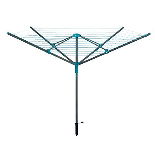 Beldray LA059437FSDUEU Rotary Outdoor Clothes Airer with Pegs, Weather Proof Cover and Ground Socket, 45 m Drying Space, Holds up to 20 KG, Grey, 45m