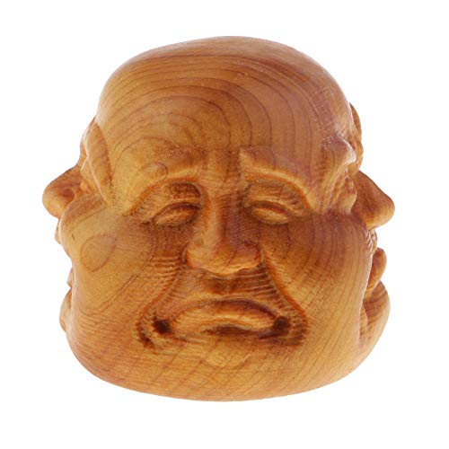 BENGKUI Escultura,Efecto Madera Buda Tailandés De Cuatro Caras Buddmst Decoración del Hogar Ornamento 4Cm