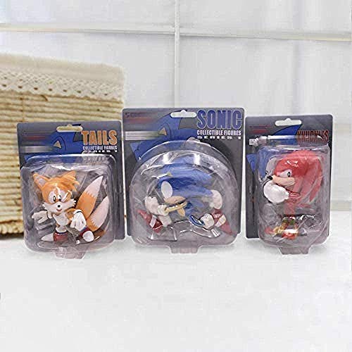 brandless 3 Piezas/Set Cartoon Cute Sonic PVC Figura de acción Juego Sonic Knuckles Tails Colección Modelo Muñeca Juguete Regalo Anime Regalos Decoración del hogar Baiyujing