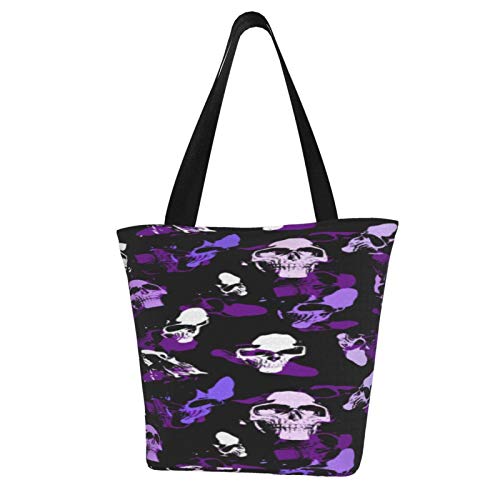 Calaveras en violett, bolsas reutilizables para la compra, resistentes al agua, material laminado surtido de poliéster