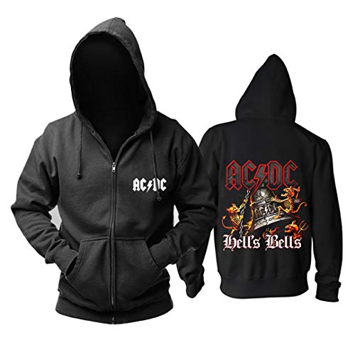 Cárdigan con Cremallera De Manga Larga para Hombre De Invierno ACDC Hard Rock Band Arena Rock Heavy Metal con Capucha Suéter Más Estampado De Terciopelo Chaqueta Casual para Jóvenes (1,XL)