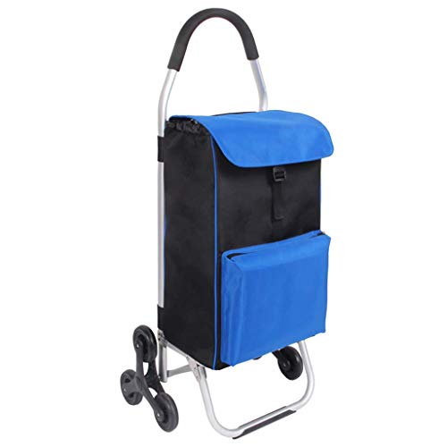 Carritos de la compra ChenDZ Carrito de Comida Antiguo, Carrito pequeño, Escalada, Plegado, Carrito, Empuje, Puede Sentarse en los Ancianos, Silla de Paseo, Azul