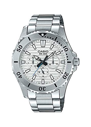 Casio Mtd-1086d-7avdf Reloj Analogico para Hombre Colección Marine Sports Caja De Acero Inoxidable Esfera Color Plateado