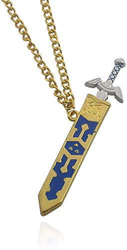 CCXXYANG Co.,ltd Collar Nuevo Clásico Juego De Anime The Legend of Zelda Sword Collares Y Colgantes Cadena De Oro Encantos Borla Declaración Gargantilla Collar