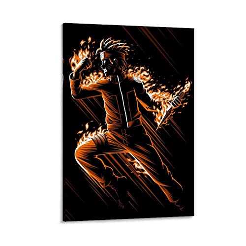 chuxing Póster decorativo de anime Naruto Ninja Fire Attack, lienzo decorativo para pared, para sala de estar, dormitorio, 60 x 90 cm