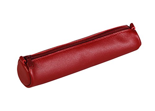 Clairefontaine Schlamperm AgeBag - Estuche Redonda de Piel, 18,5 x Ø 4, Rojo