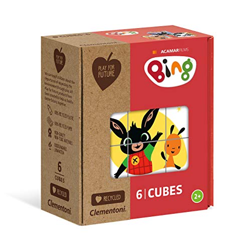 Clementoni- Cubi Play For Future Bing – 6 Piezas – Materiales 100% reciclados – Fabricado en Italia – Puzle cúbicos 3 años – Cubos para niños (44007)