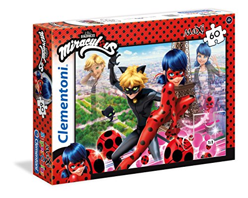 Clementoni- Miraculous Ladybug Miraculuos Supercolor Puzzle Maxi, Multicolor, 60 pezzi (26427)