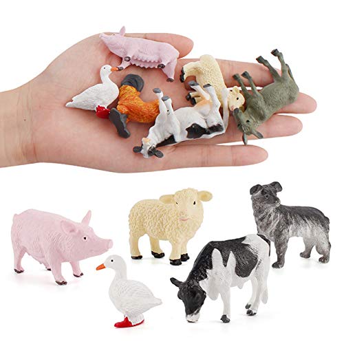 Clenp Juego de 12 figuras de animales de granja de aves de corral para decoración de jardín, juego de niños, figuras de animales